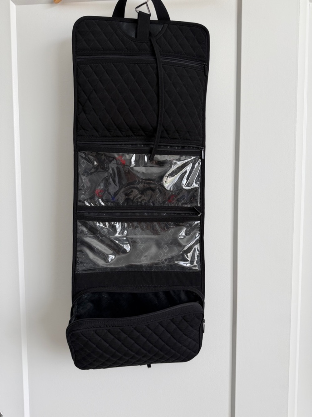 Vera Bradley Quilted Folding Black Organizer with Logo Patch